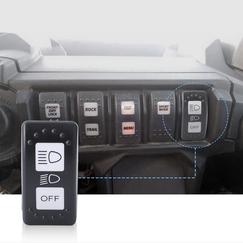 Foruly Headlight Switch for CAN-AM Maverick X3 Defender Maverick Trail and Sport 710004492, 8 Pin 20A Blue LED Light - Image 3